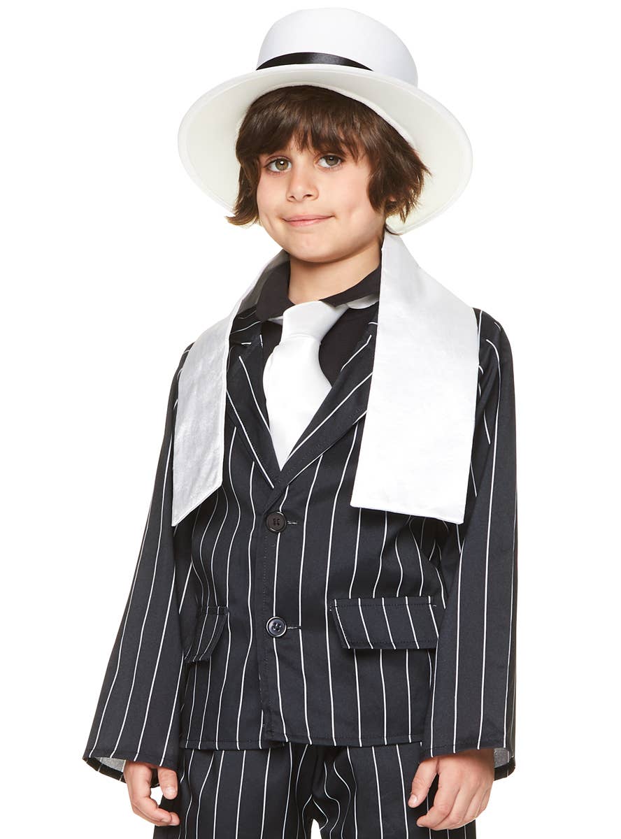 Boys 1920's Mob Boss Fancy Dress Costume Close Up Image