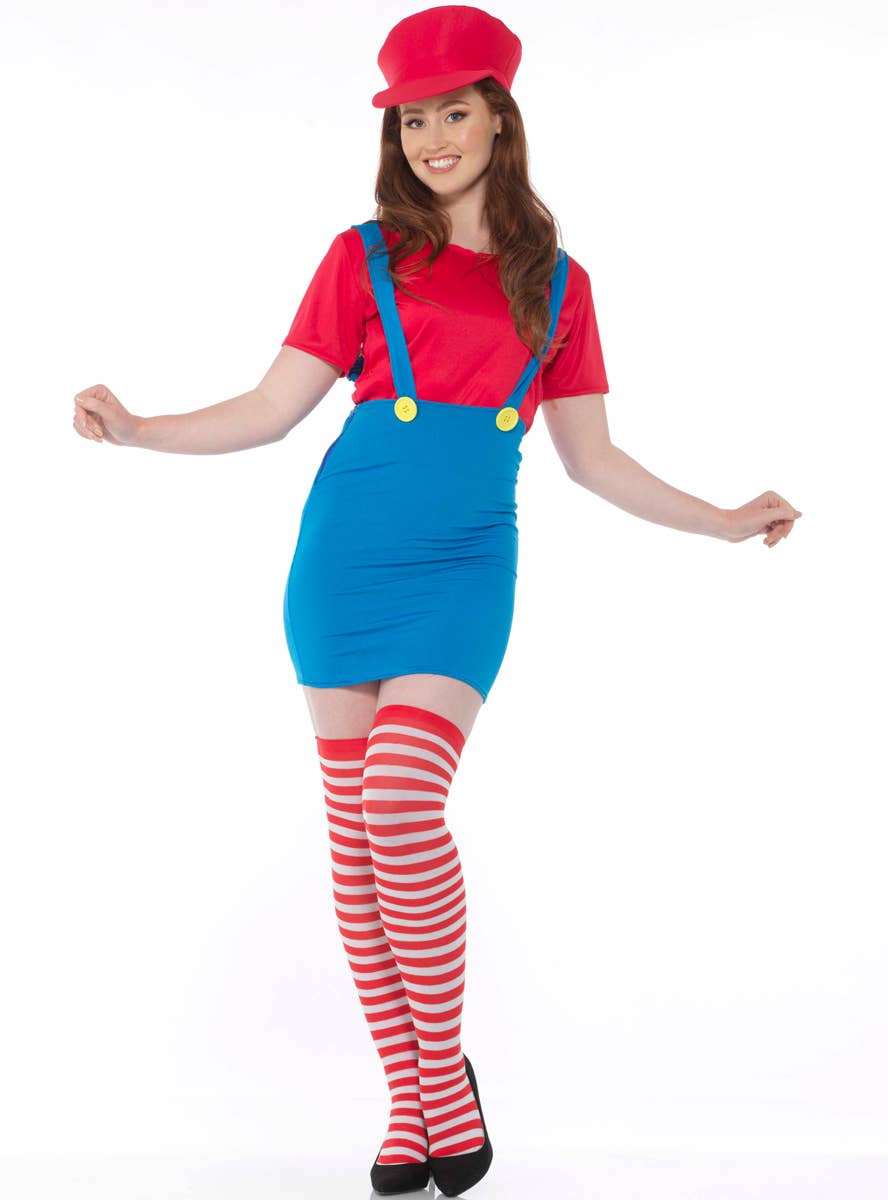 Women's Sexy Mario Fancy Dress Costume Alternate Image 1