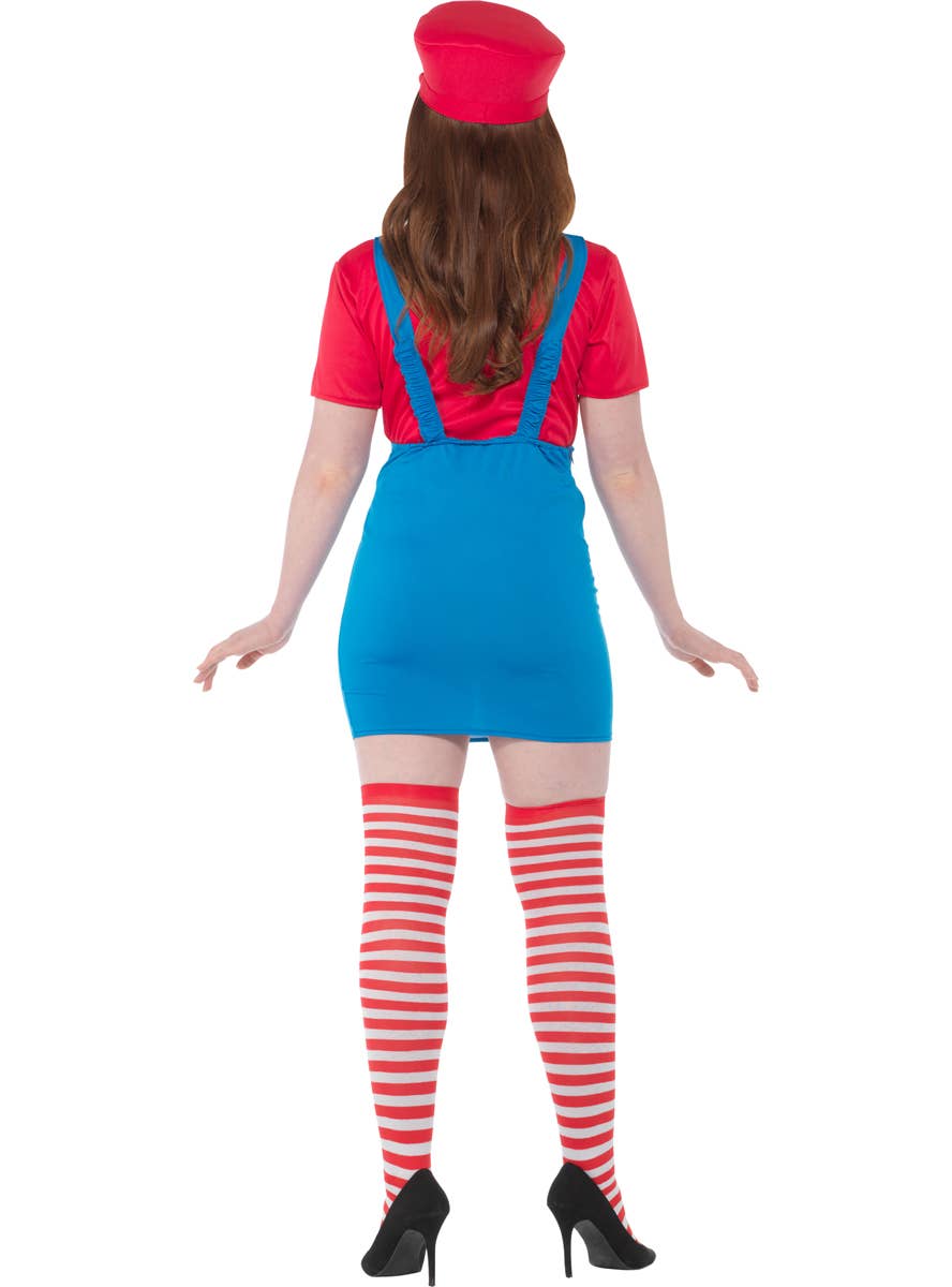 Women's Sexy Mario Fancy Dress Costume Back Image