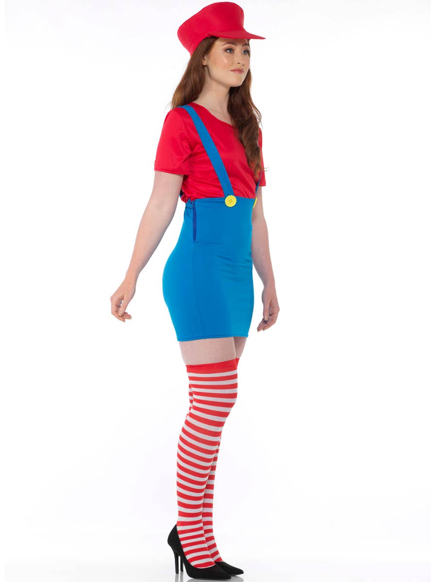 Women's Sexy Mario Fancy Dress Costume Side Image