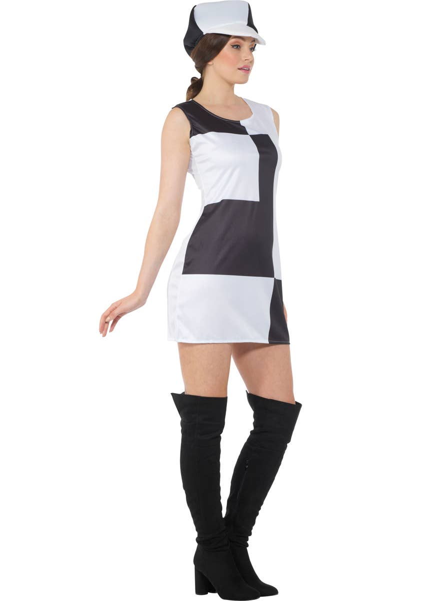 Black and White 1960's Monochrome Mod Costume for Women - Side Image