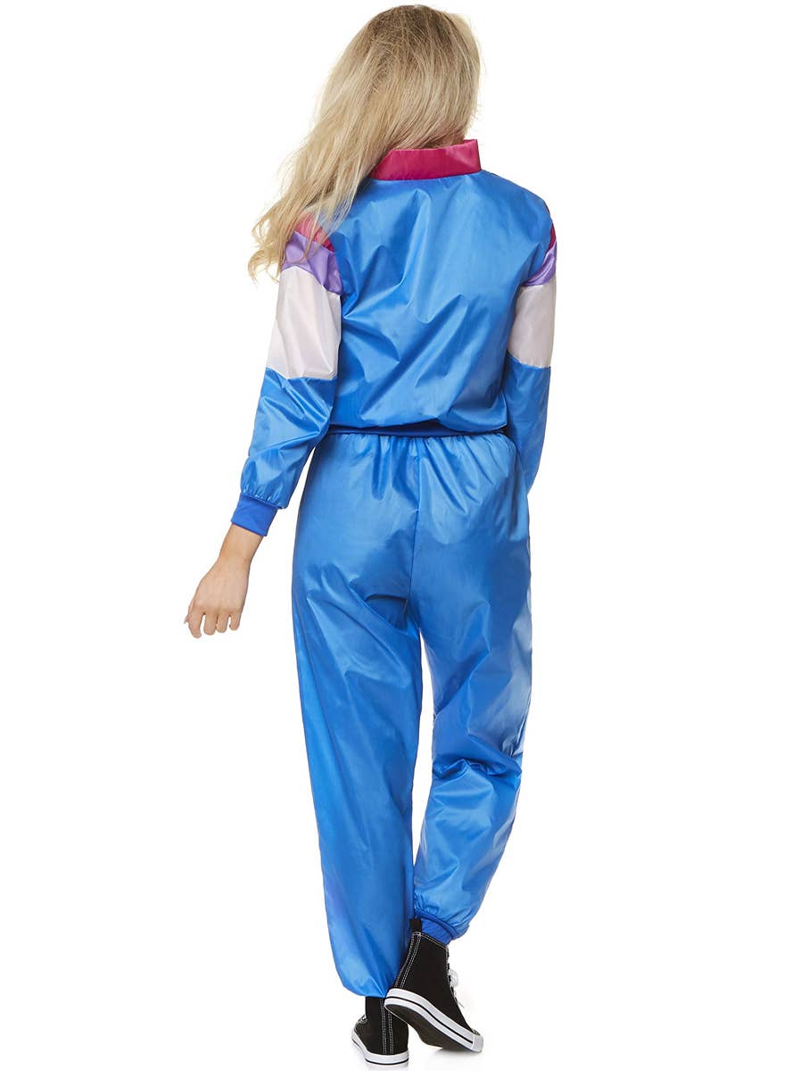 1980's Blue Shell Suit Fancy Dress Costume for Women - Back Image