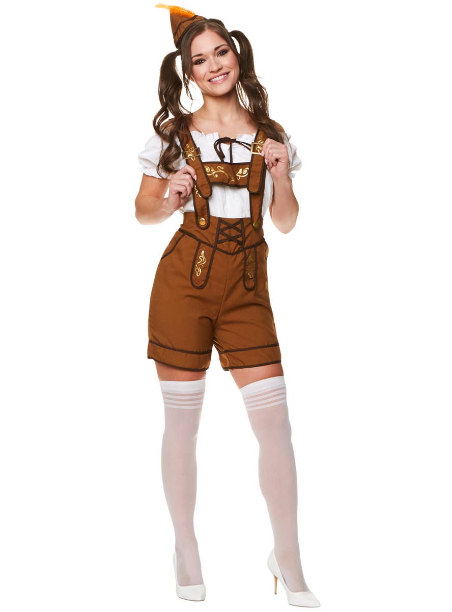 Brown Lederhosen Costume for Women - Alternate Image