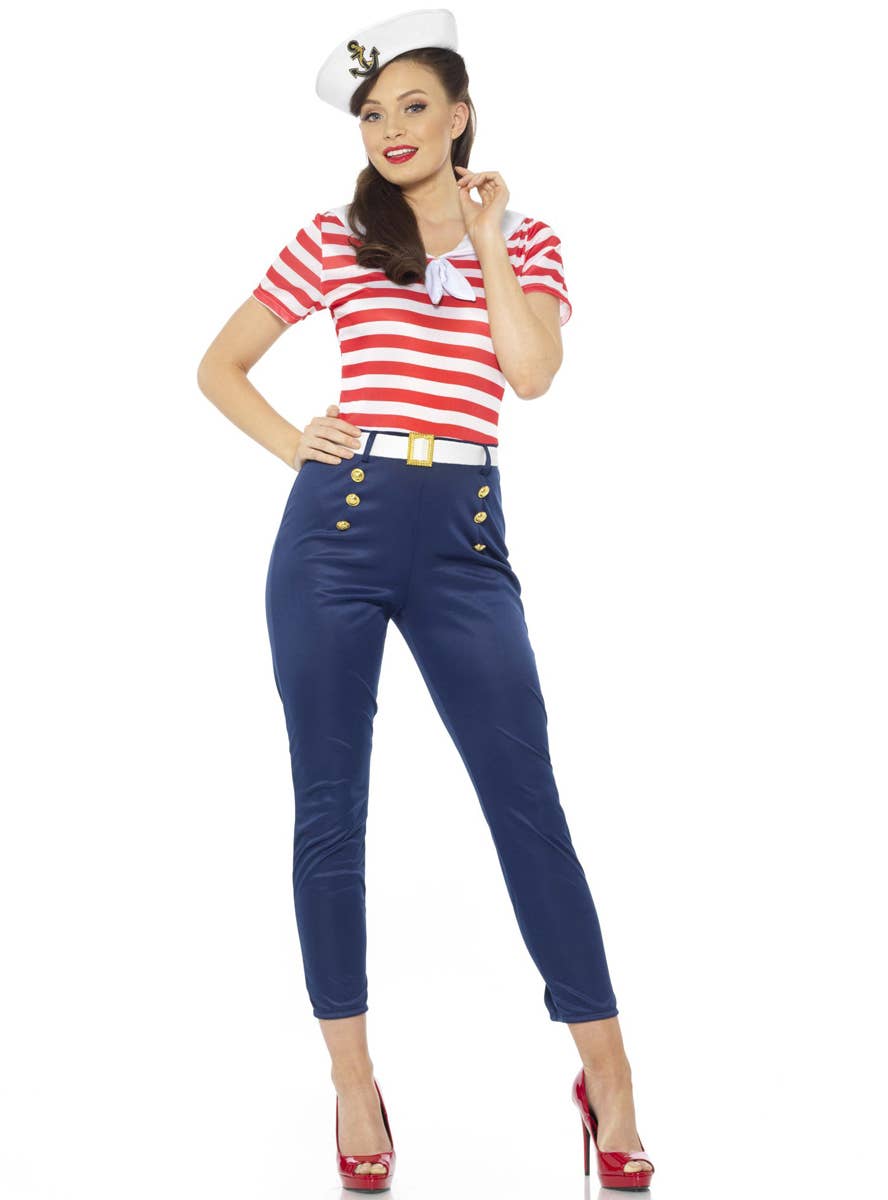 Women's Retro 1940's Style Sailor Fancy Dress Costume - Main Image