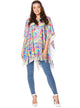 Rainbow Tie Dye 70s Hippie Costume Poncho for Women  - Main Image