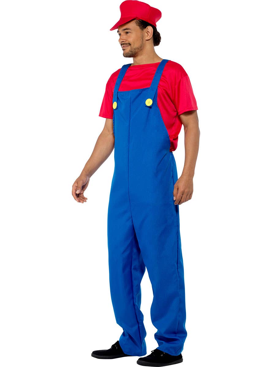 Red Plumber Men's Mario Video Game Costume Side Image