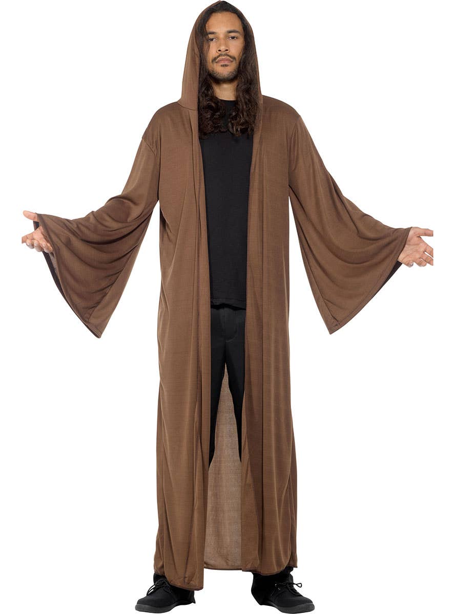 Men's Brown Hooded Fancy Dress Costume Robe Main Image
