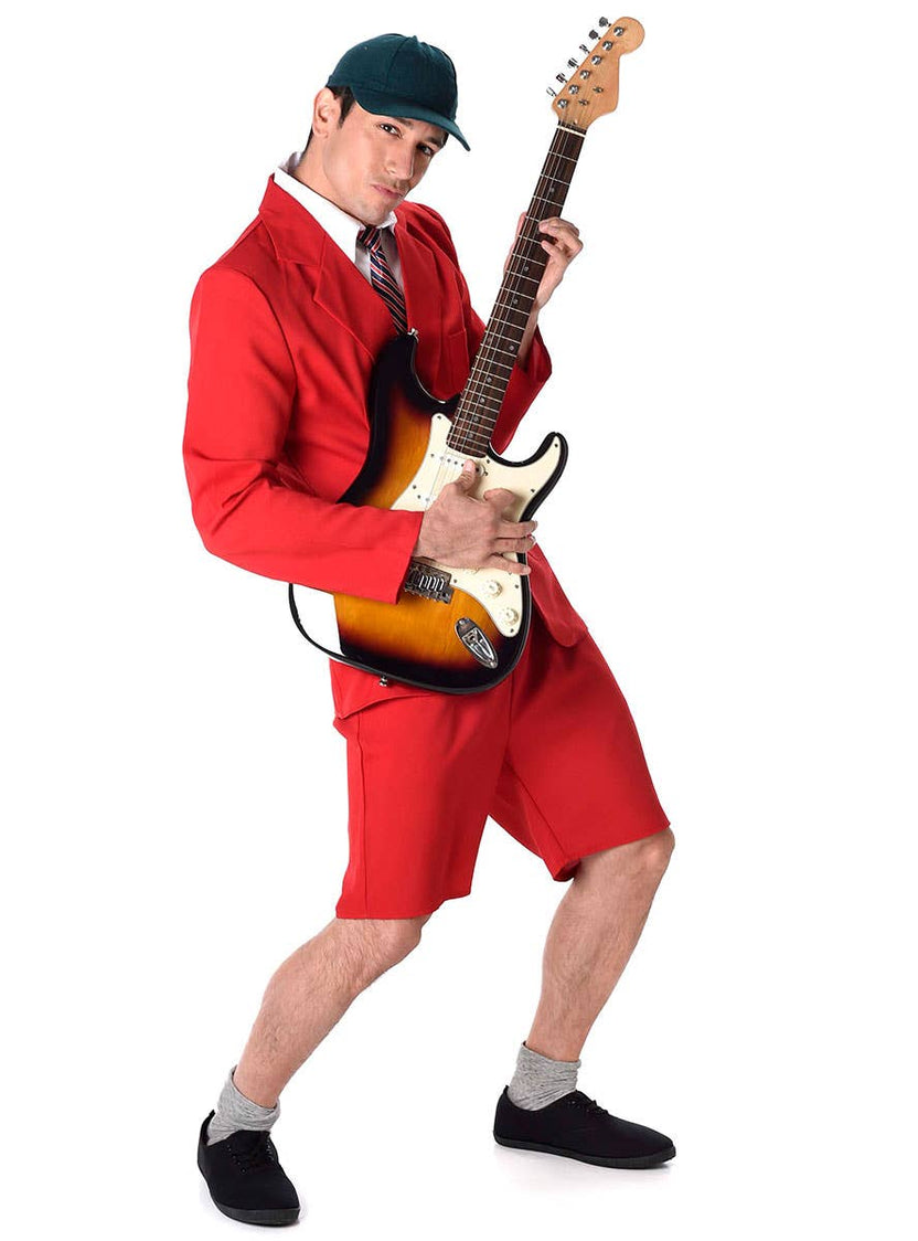 Red AC/DC Angus Young Costume | School Boy Rocker Costume for Men