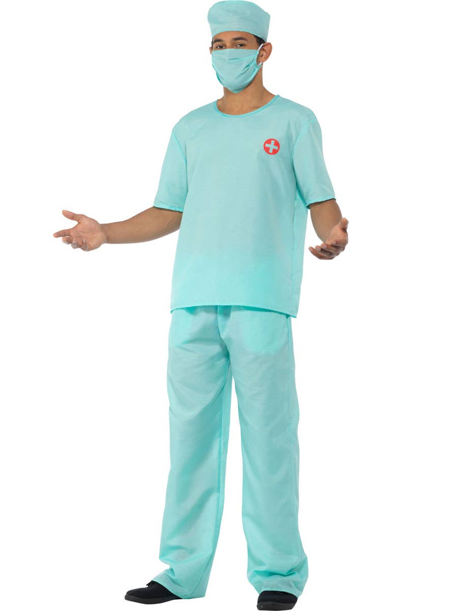 Blue Surgical Scrubs Costume Mens Doctor Fancy Dress Costume