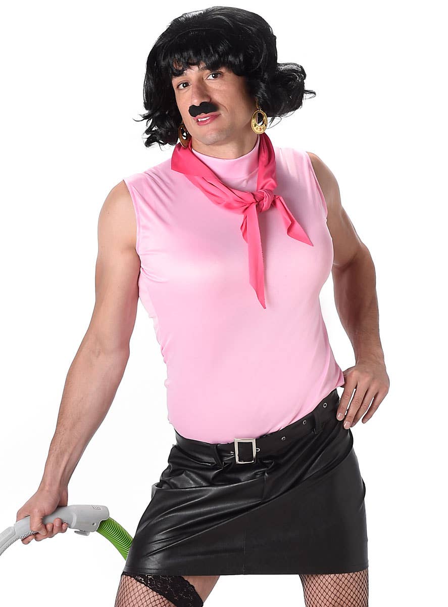 Funny Pink Freddie Mercury Outfit Mens Rock N Roll Housewife Costume