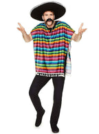 Mens Rainbow Mexican Costume Poncho - Main Front Image