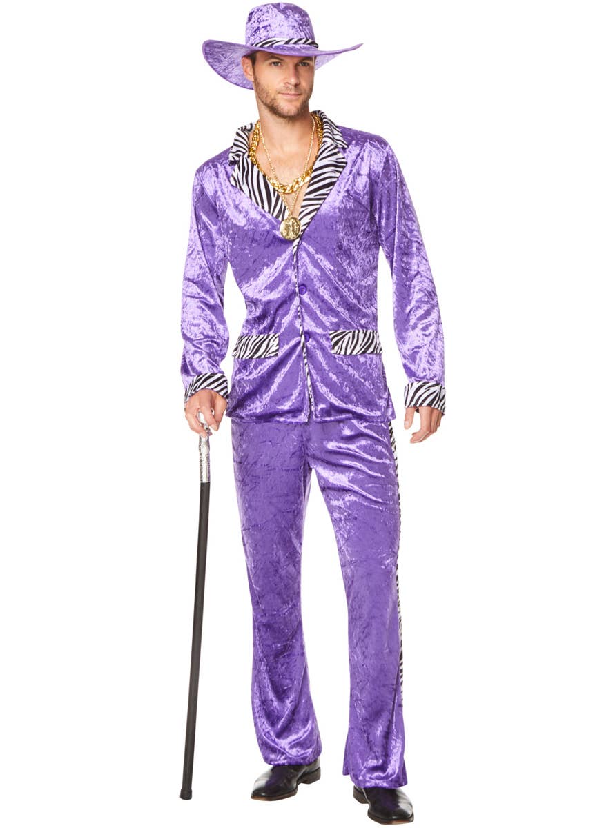 Mens Pimp Costume Purple Velvet Mac Daddy Costume for Men