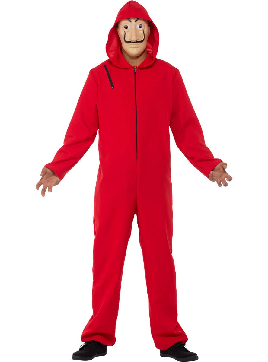 Red Money Heist Inspired Adult's Costume Jumpsuit and Mask - Alternative Front Image 2