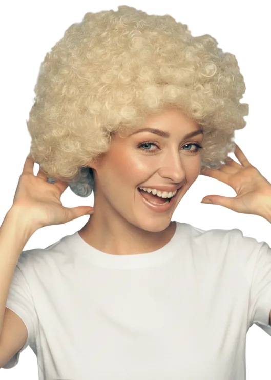 Womens Short Blonde Frizzy Kath Costume Wig - main image