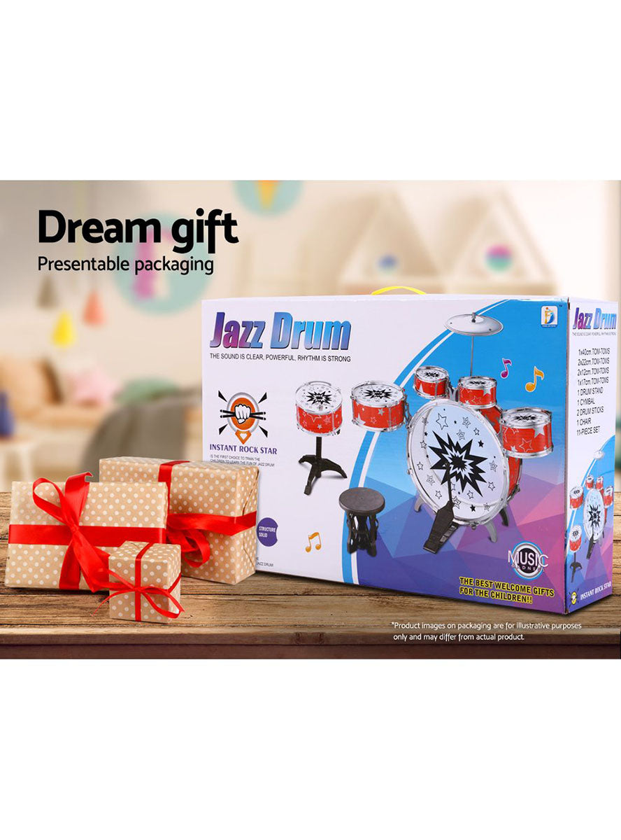 Keezi Kids 11 Piece Blue Junior Drum Set - Info Image 3