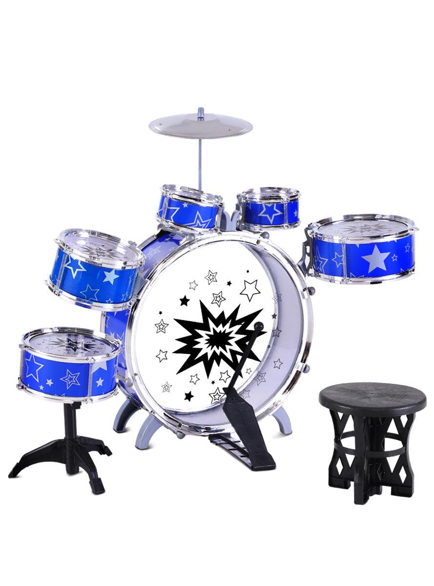Keezi Kids 11 Piece Blue Junior Drum Set - Main Image