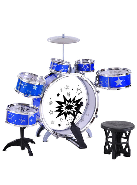 Keezi Kids 11 Piece Blue Junior Drum Set - Main Image