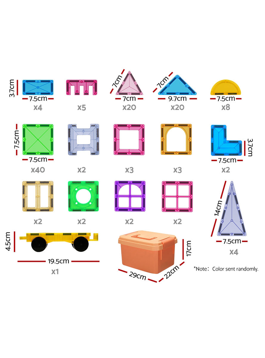 Keezi Kids 120 Piece Magnetic Tiles Playset - Dimensions Image