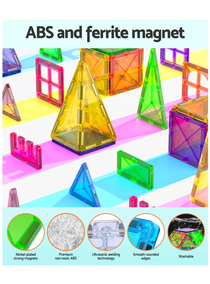 Keezi Kids 120 Piece Magnetic Tiles Playset - Info Image 2