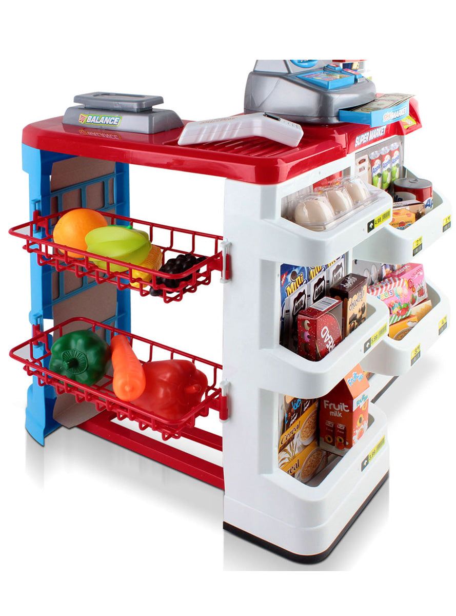 Keezi Kids 24 Piece Plastic Supermarket Playset With Trolley - Close Image 2
