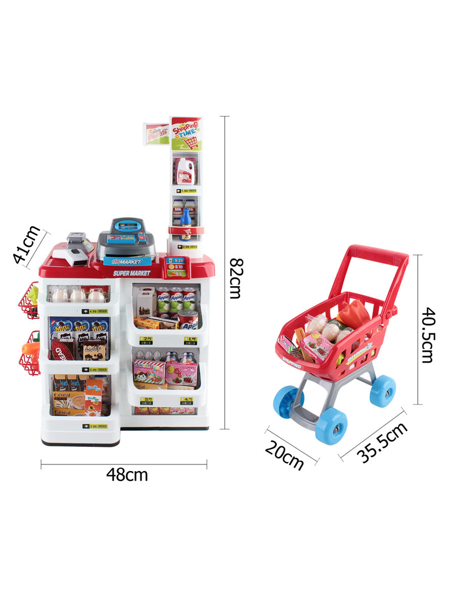 Keezi Kids 24 Piece Plastic Supermarket Playset With Trolley - Dimensions Image