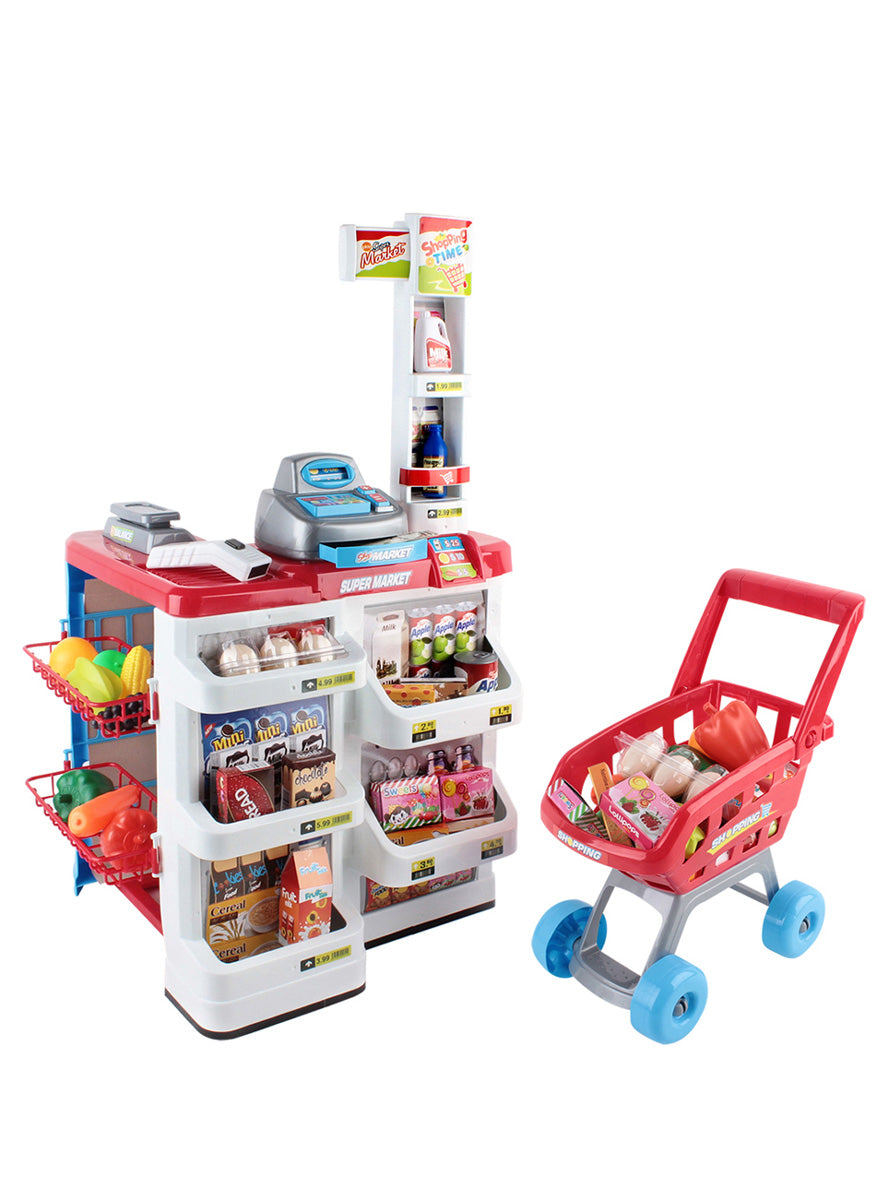 Keezi Kids 24 Piece Plastic Supermarket Playset With Trolley - Main Image