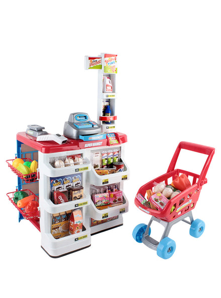 Keezi Kids 24 Piece Plastic Supermarket Playset With Trolley - Main Image