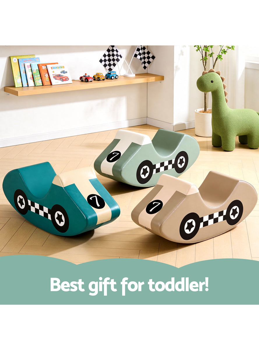 Keezi Kids 3 Piece Car Shaped Soft Indoor Foam Climbing Blocks And Rockers - Info Image 1