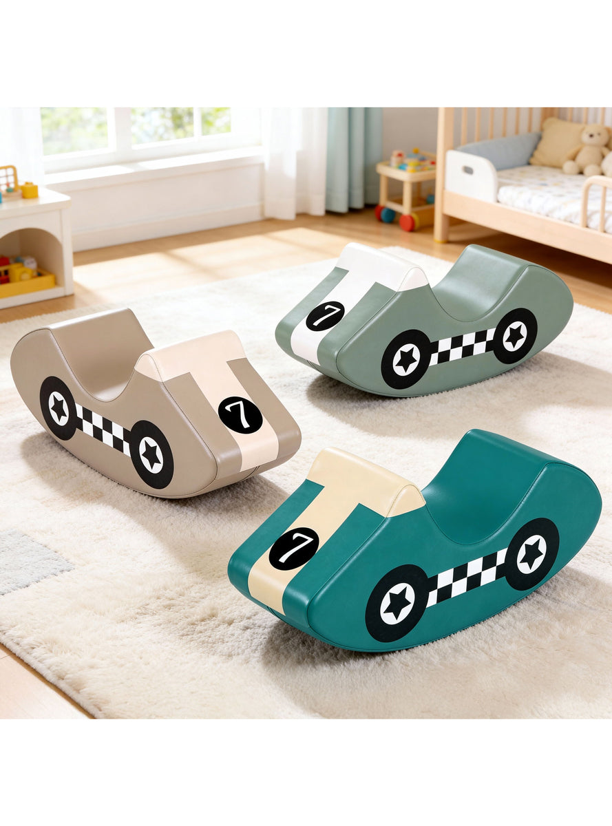 Keezi Kids 3 Piece Car Shaped Soft Indoor Foam Climbing Blocks And Rockers - Lifestyle Image