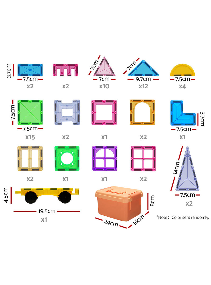 Keezi Kids 60 Piece Magnetic Tiles Playset - Dimensions Image