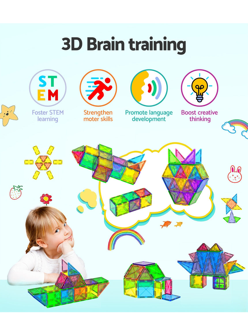 Keezi Kids 60 Piece Magnetic Tiles Playset - Info Image 1