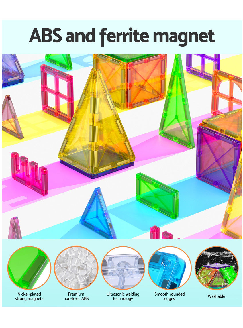 Keezi Kids 60 Piece Magnetic Tiles Playset - Info Image 2