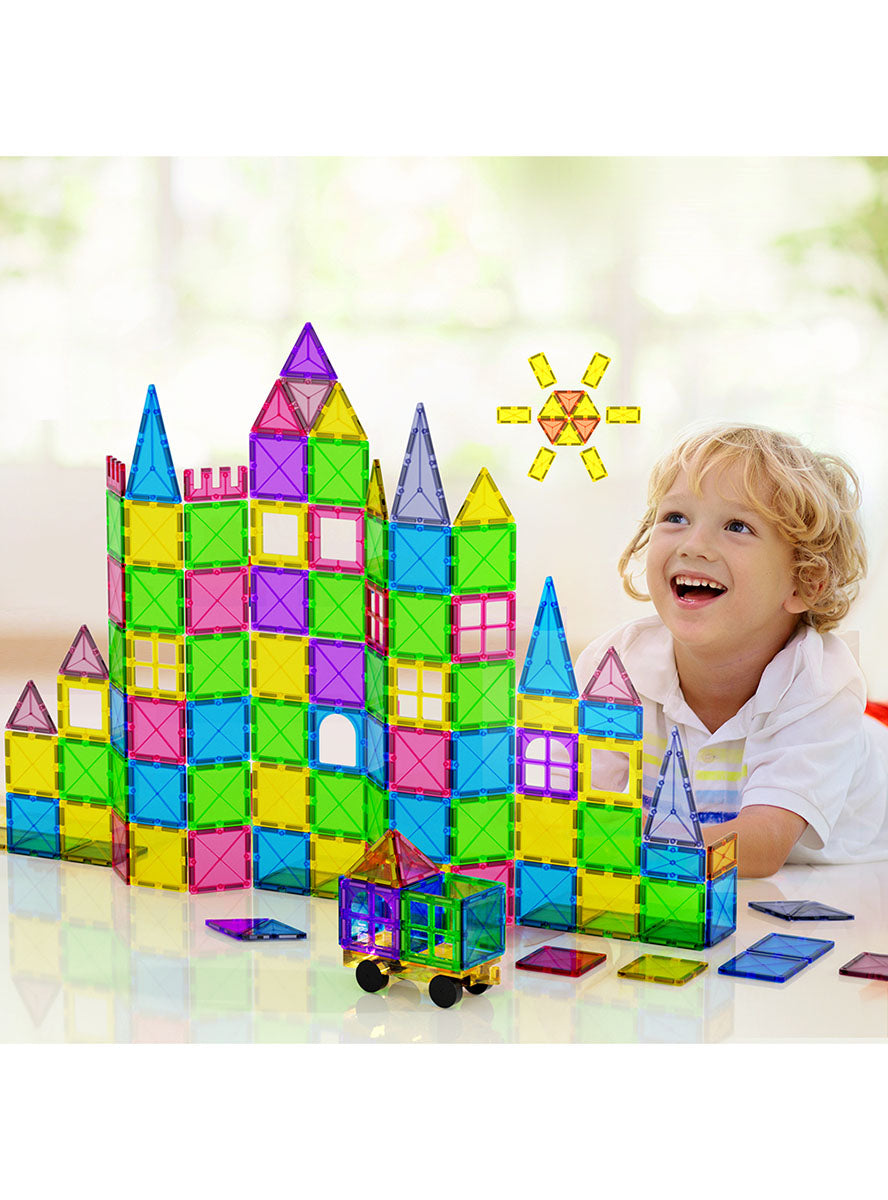 Keezi Kids 60 Piece Magnetic Tiles Playset - Lifestyle Image