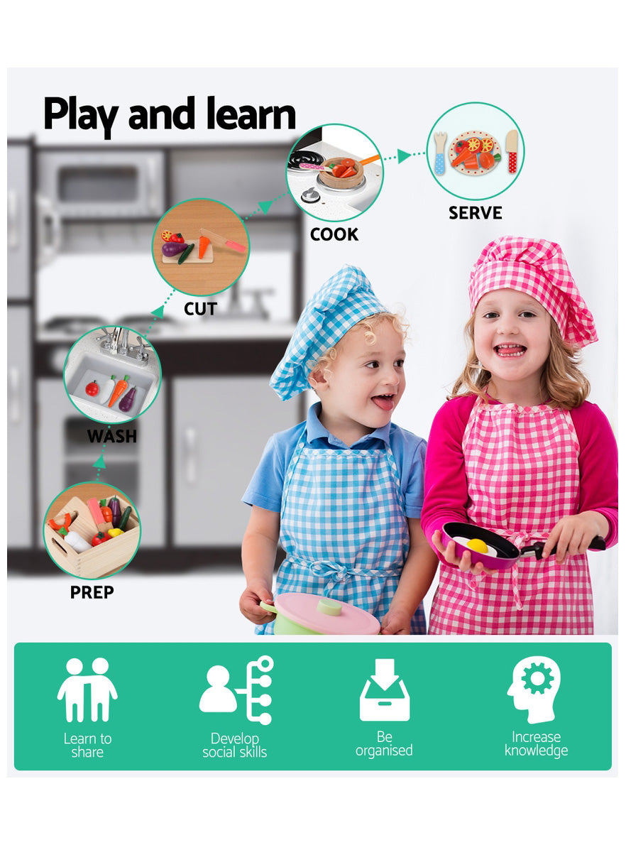 Keezi Kids Black And Silver Wooden Modern Kitchen Playset With Fridge And Sink - Info Image 3