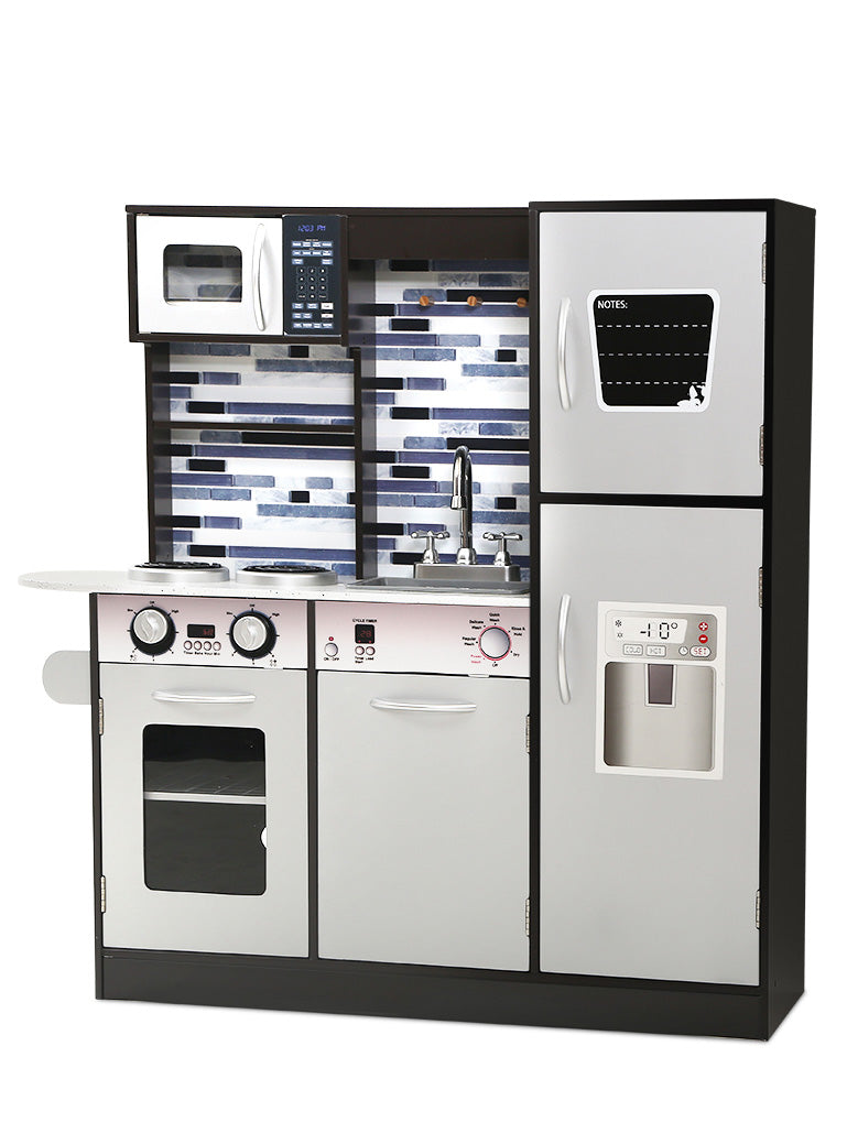 Keezi Kids Black And Silver Wooden Modern Looking Kitchen Playset - Main Image
