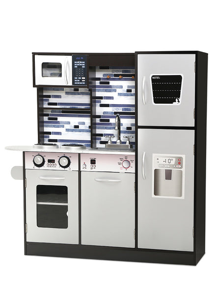 Keezi Kids Black And Silver Wooden Modern Looking Kitchen Playset - Main Image