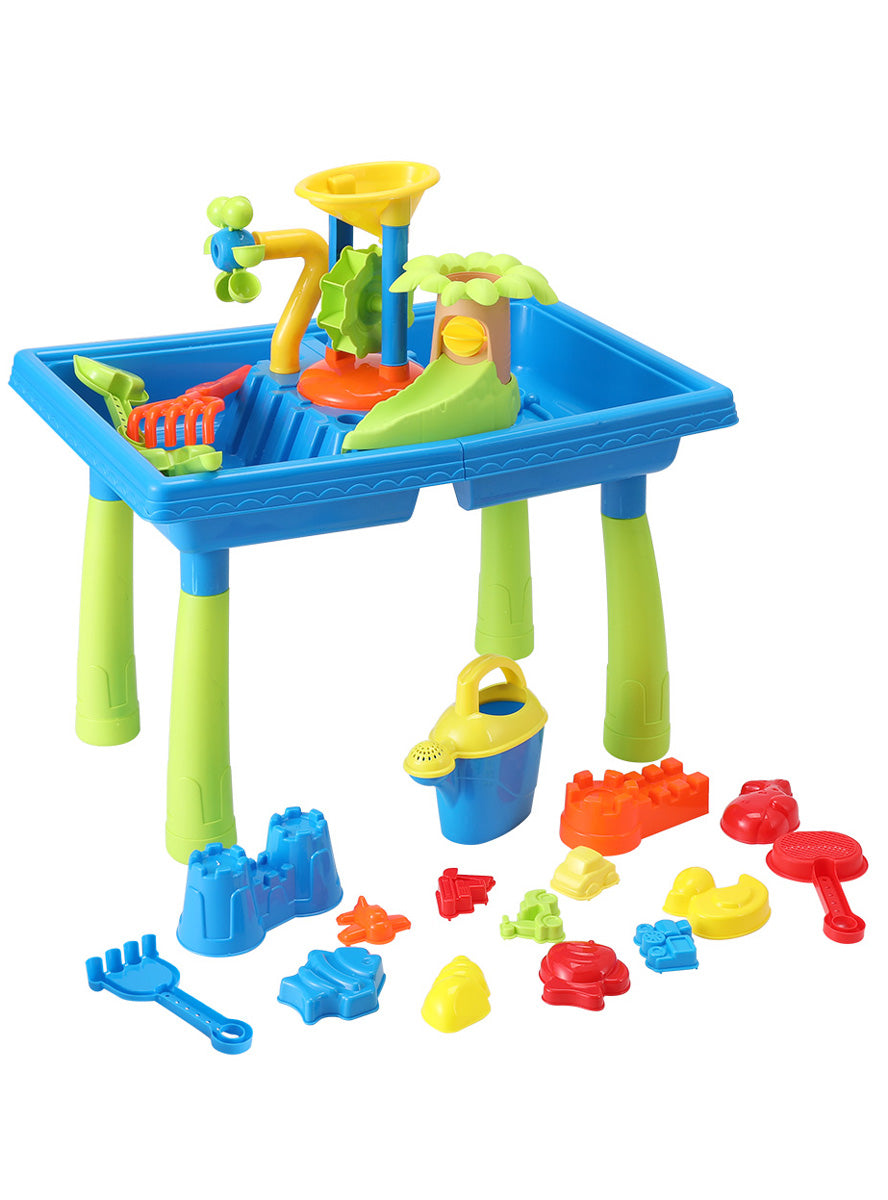 Keezi Kids Blue And Green Outdoor Plastic Sand And Water Play Table With Windmill - Alternate Image