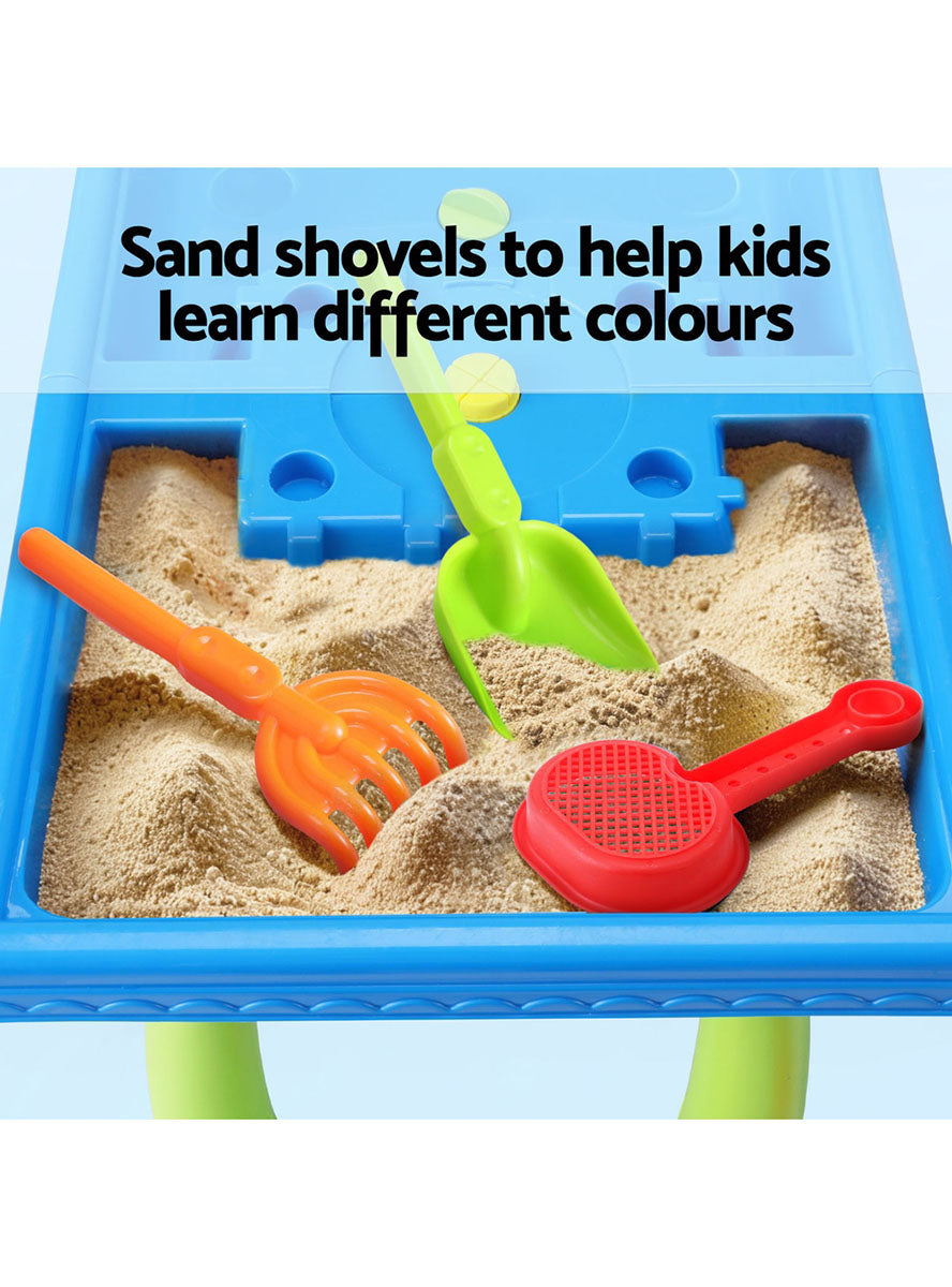 Keezi Kids Blue And Green Outdoor Plastic Sand And Water Play Table With Windmill - Info Image 1
