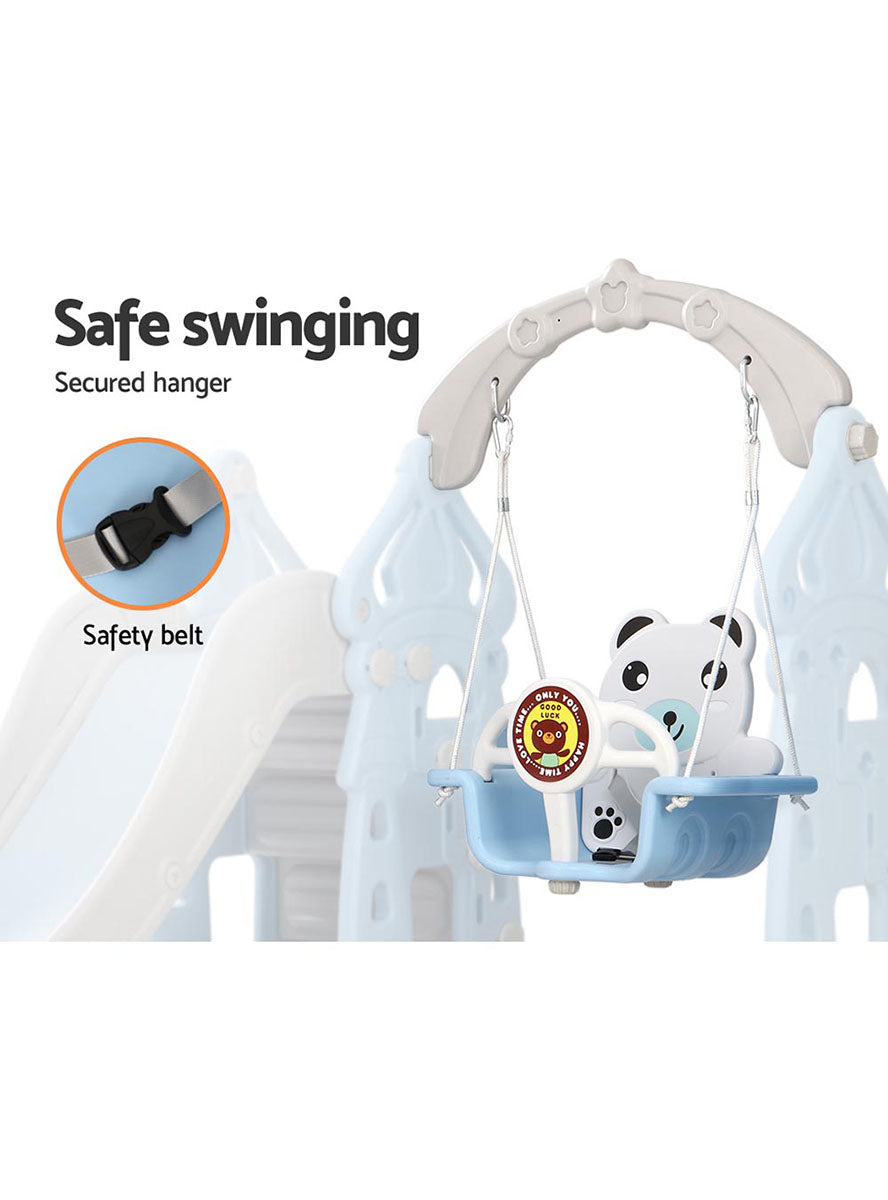 Keezi Kids Blue And Grey Outdoor Playset With Slide Swing And Basketball Hoop - Info Image 2