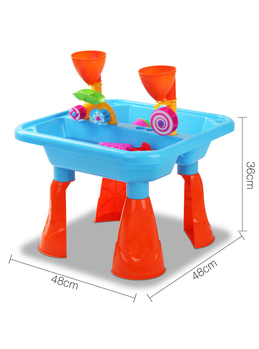 Keezi Kids Blue And Red Plastic Outdoor Water And Sand Table With Funnels - Dimensions Image 1