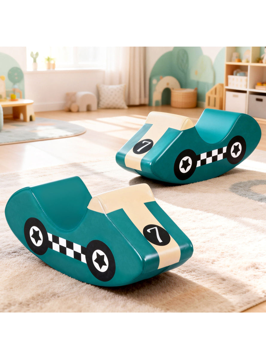 Keezi Kids Blue And White Car Shaped Soft Foam Climbing Block And Rocker - Lifestyle Image