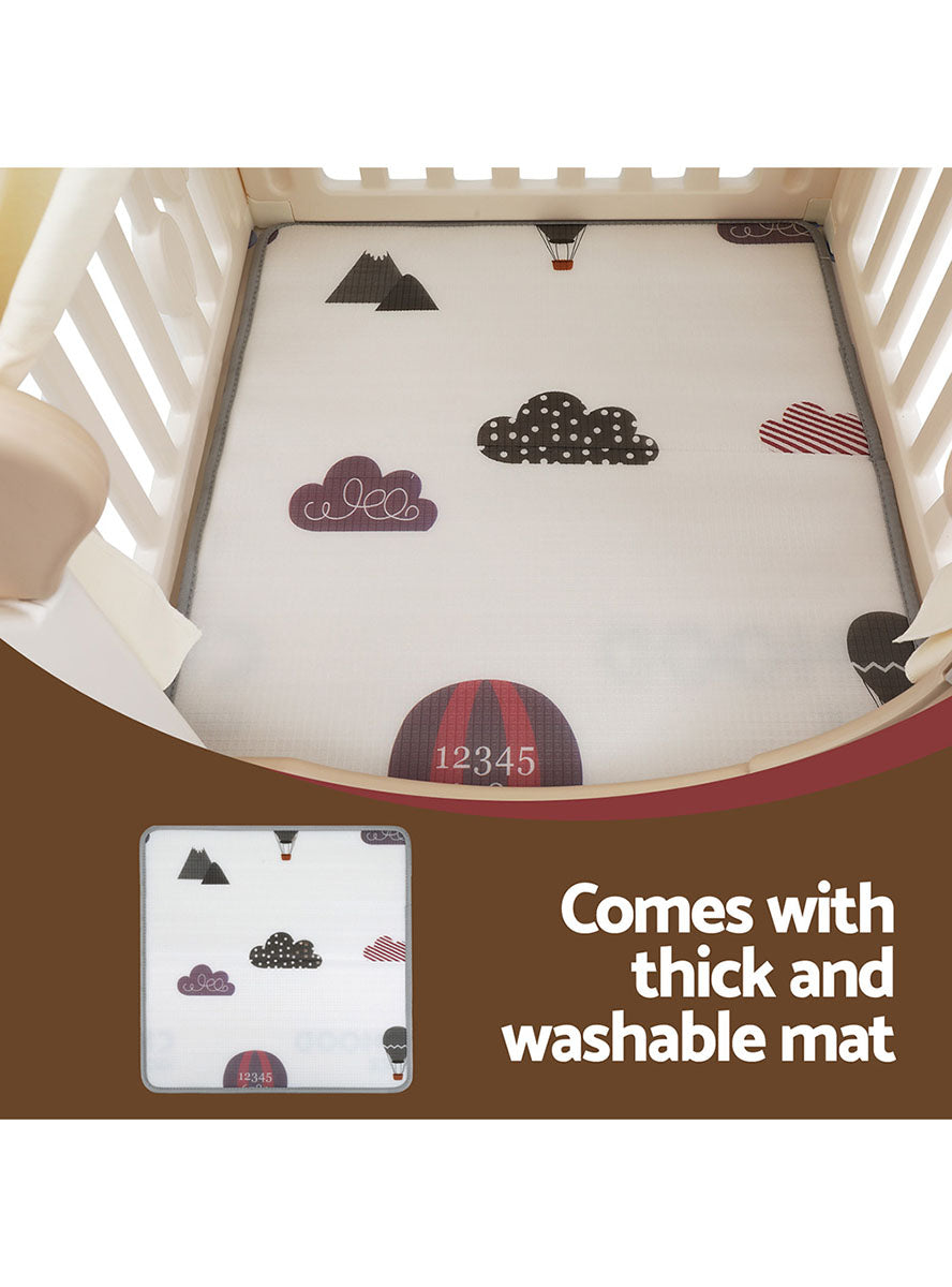 Keezi Kids Brown And White Indoor Plastic Tent Castle Playhouse With Floor Mat And Bear - Info Image 3