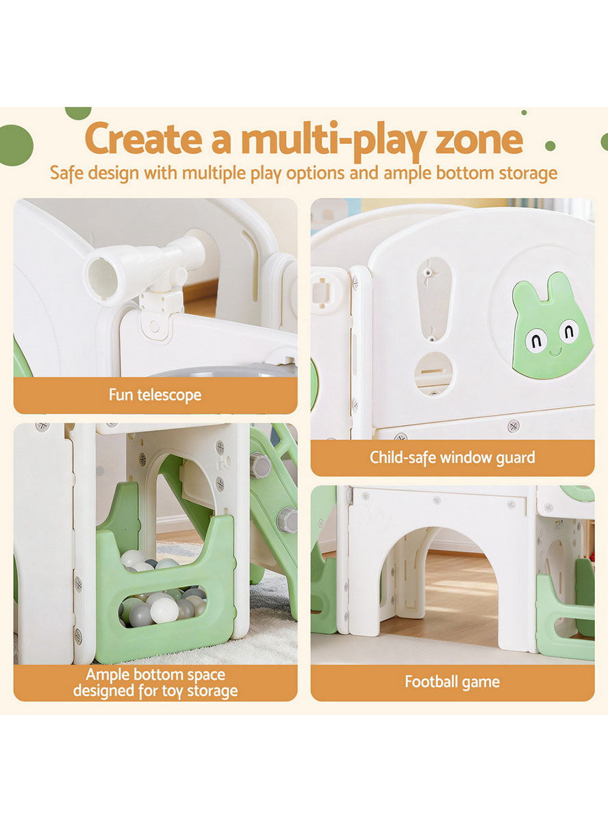Keezi Kids Green And White Plastic Outdoor Playset With Slide And Basketball Hoop - Info Image 3