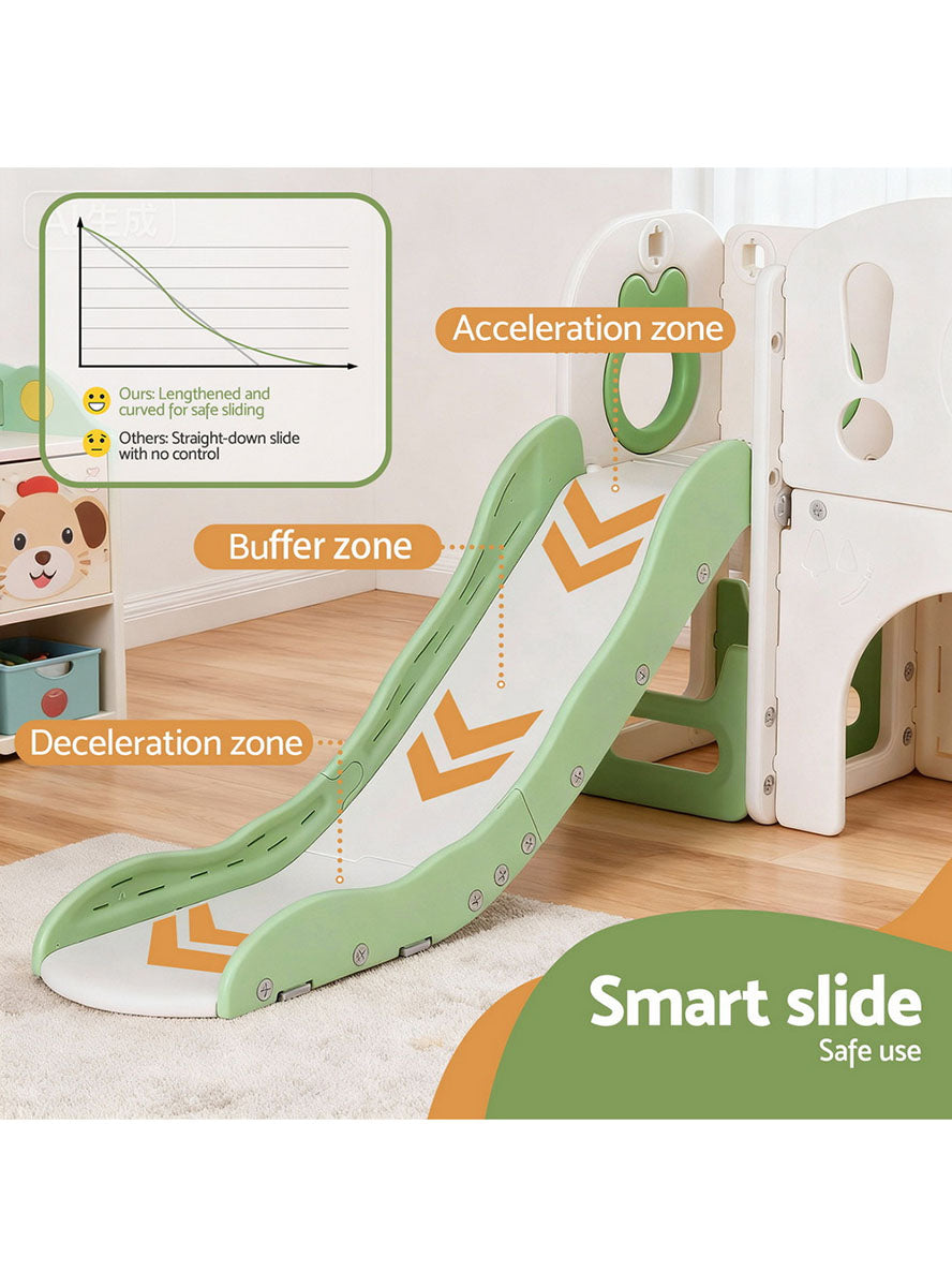 Keezi Kids Green And White Plastic Outdoor Playset With Slide And Basketball Hoop - Info Image 5