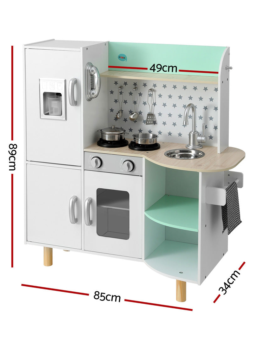 Keezi Kids Green And White Wooden Kitchen Playset - Dimensions Image