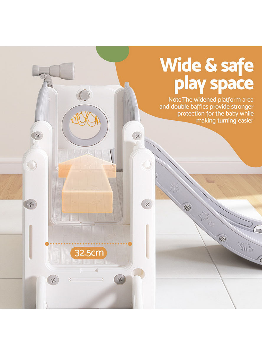 Keezi Kids Grey Outdoor Playset With Slide And Basketball Hoop - Info Image 2