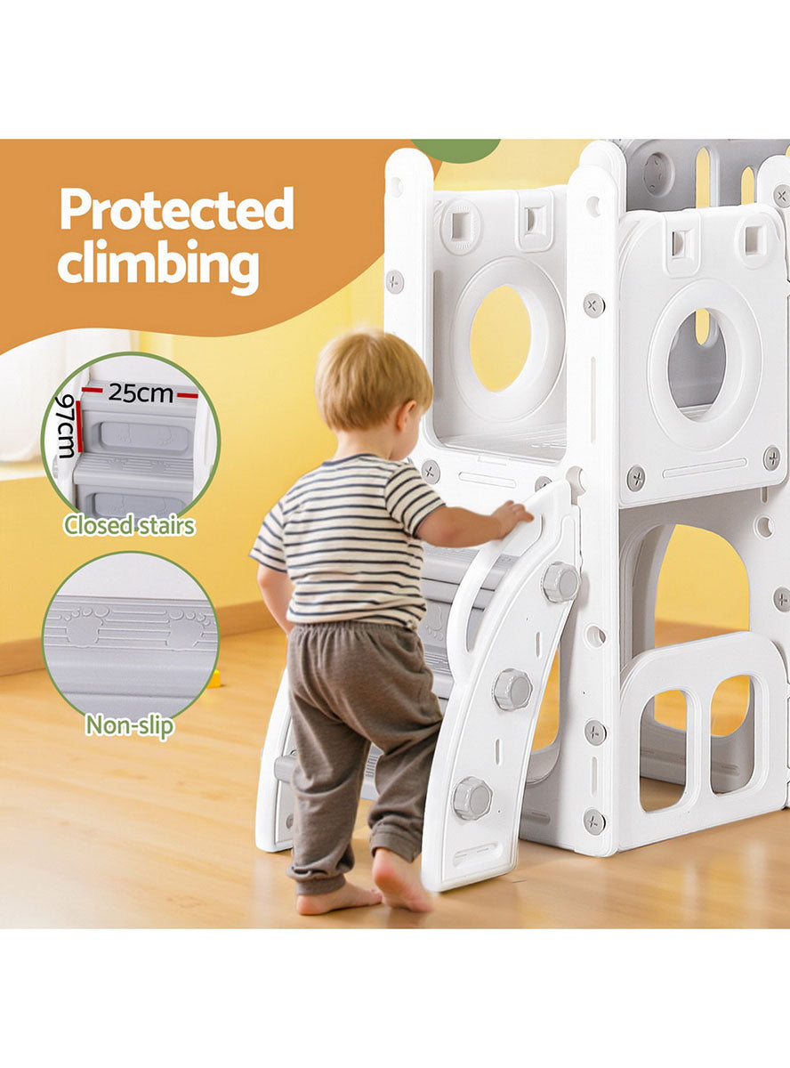 Keezi Kids Grey Outdoor Playset With Slide And Basketball Hoop - Info Image 3