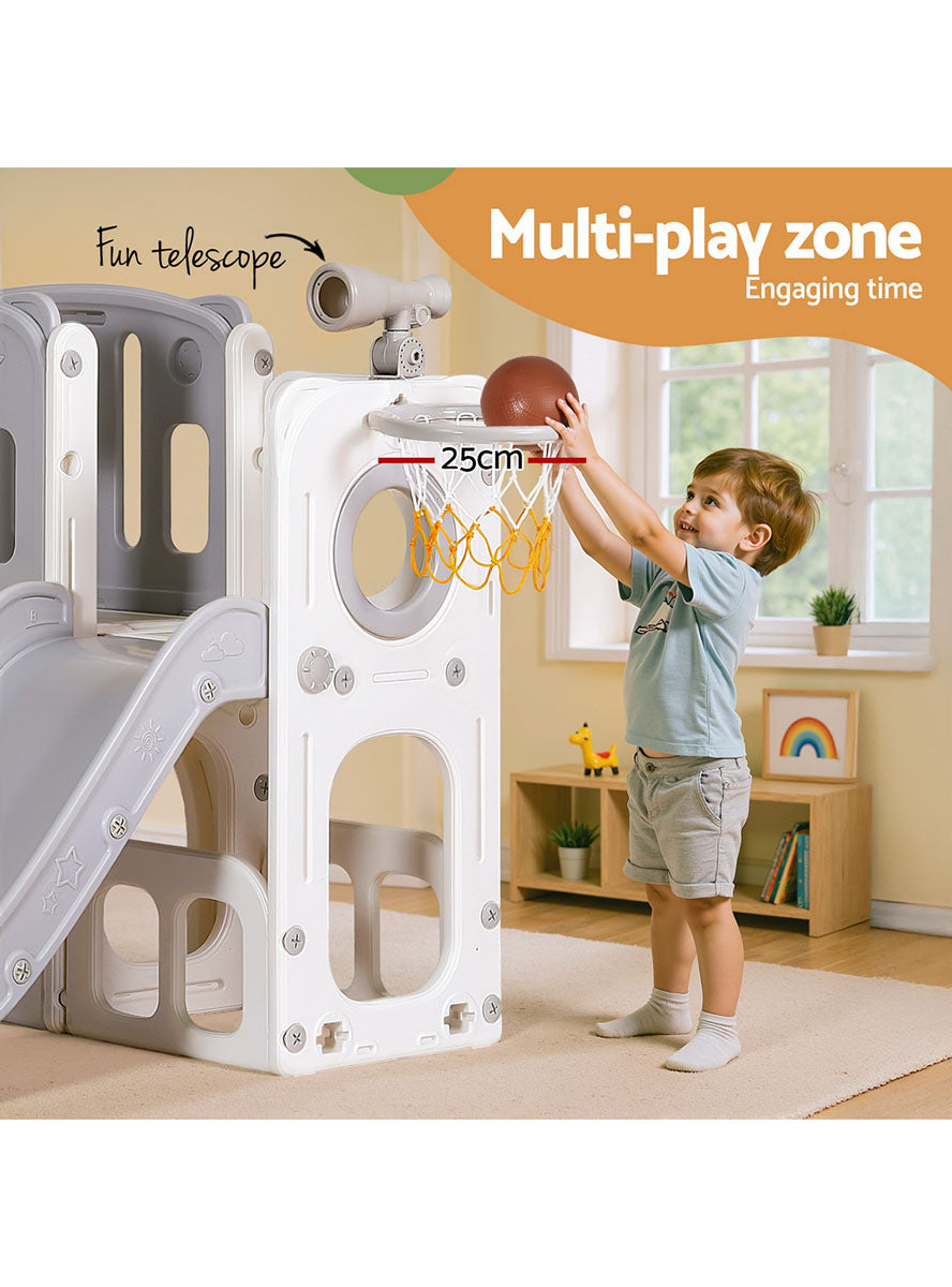 Keezi Kids Grey Outdoor Playset With Slide And Basketball Hoop - Info Image 4