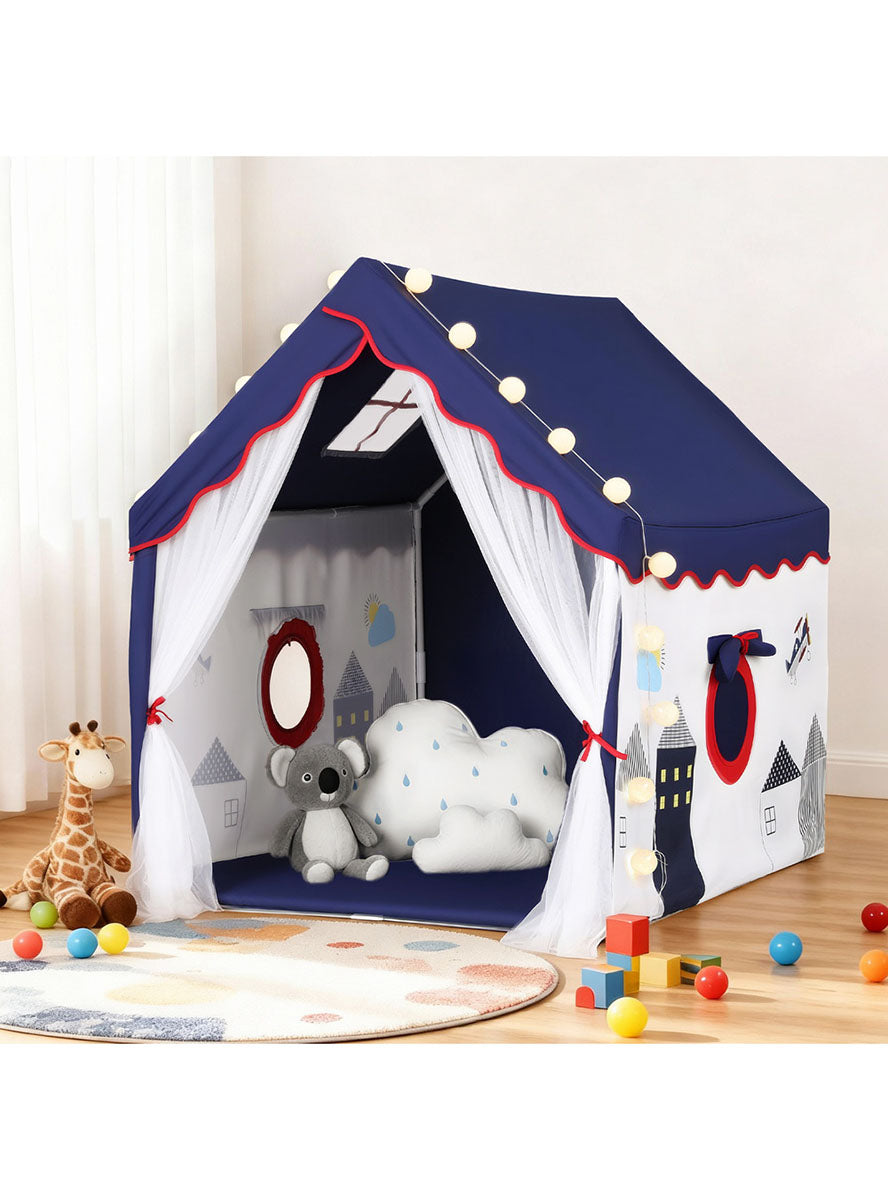 Keezi Kids Indoor Tent Playhouse With Floor Mat And Ball String Lights - Lifestyle Image
