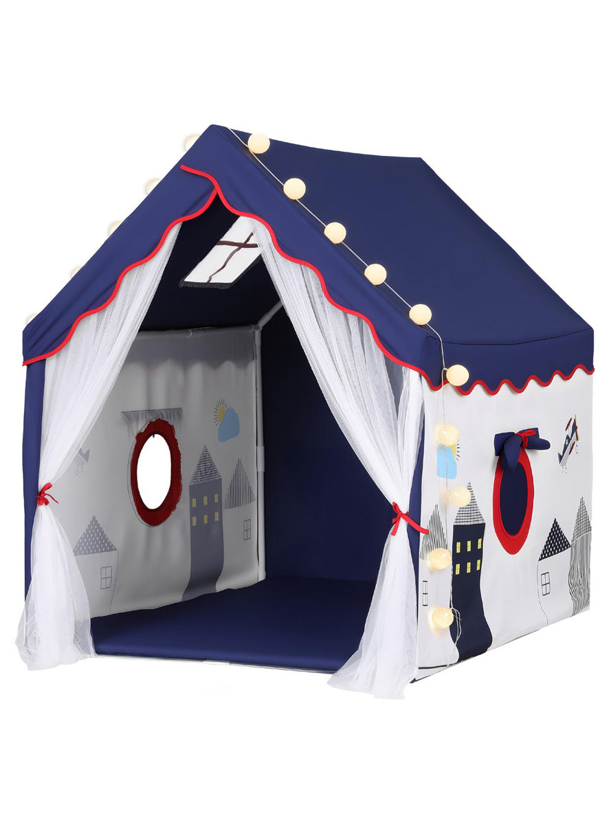 Keezi Kids Indoor Tent Playhouse With Floor Mat And Ball String Lights - Main Image